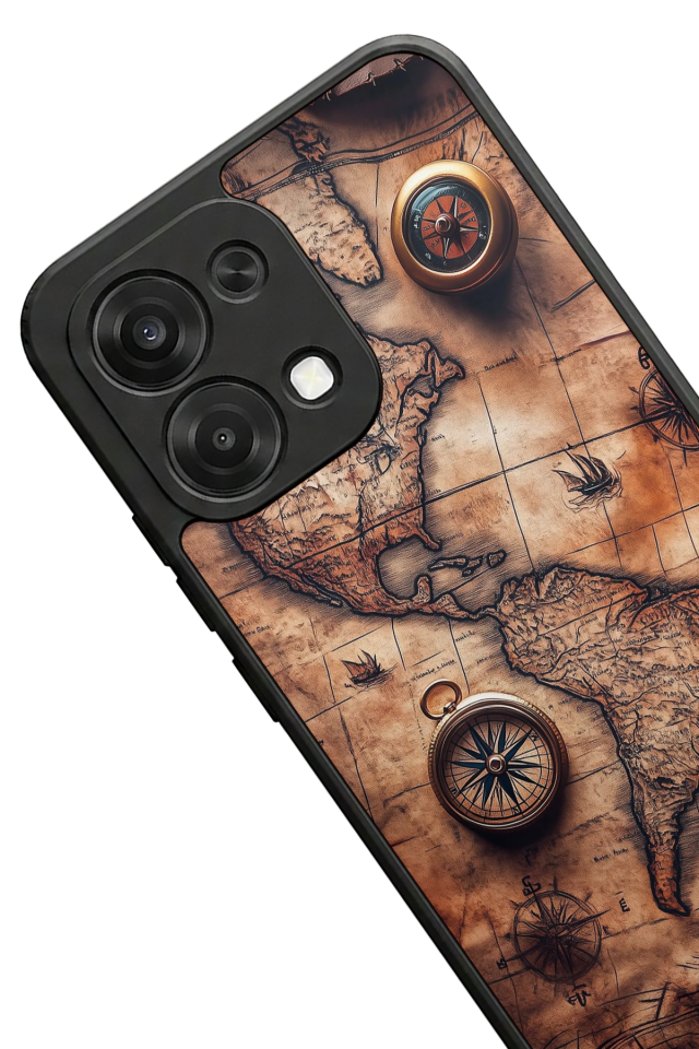 Oppo A6 Pro Uyumlu Harita Tasarımlı Glossy Premium Kılıf