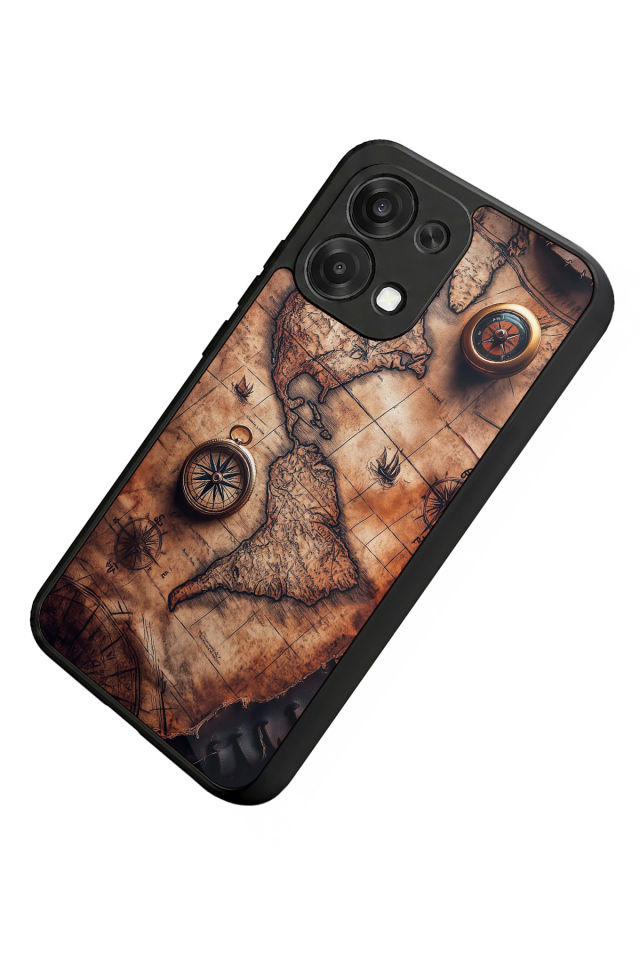 Oppo A6 Pro Uyumlu Harita Tasarımlı Glossy Premium Kılıf