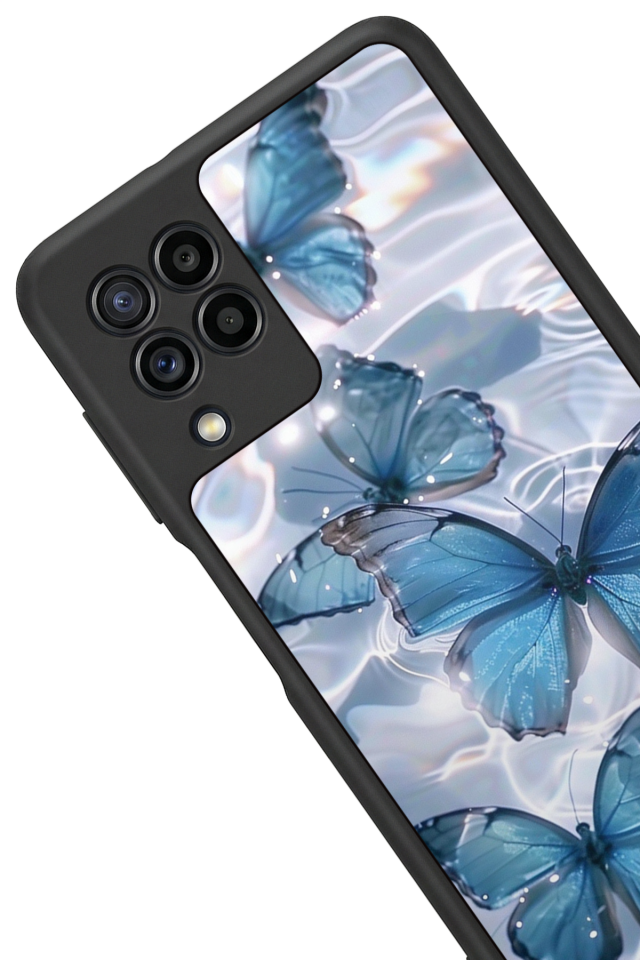 Samsung Galaxy M32 Uyumlu Kelebek Tasarımlı Glossy Premium Kılıf