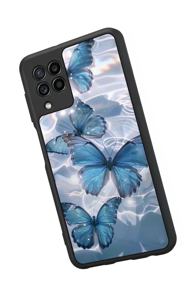 Samsung Galaxy M32 Uyumlu Kelebek Tasarımlı Glossy Premium Kılıf