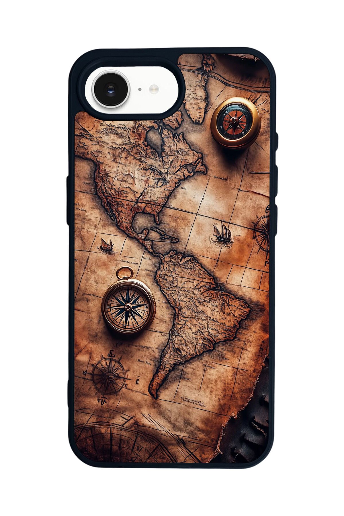 iPhone 16E Uyumlu Harita Tasarımlı Glossy Premium Kılıf