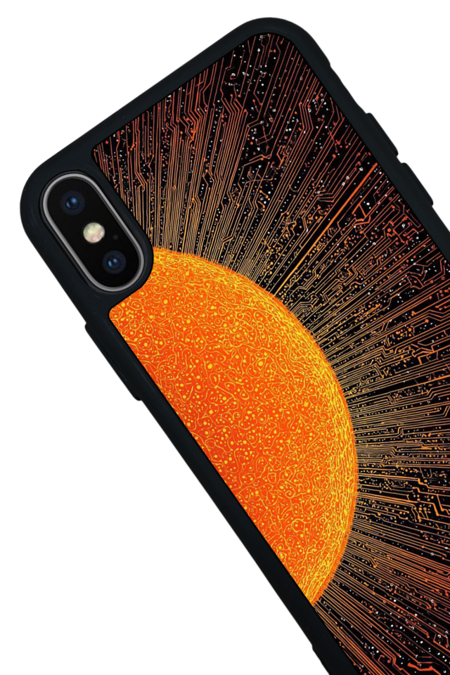 iPhone X/ XS Uyumlu Güneş Tasarımlı Glossy Premium Kılıf