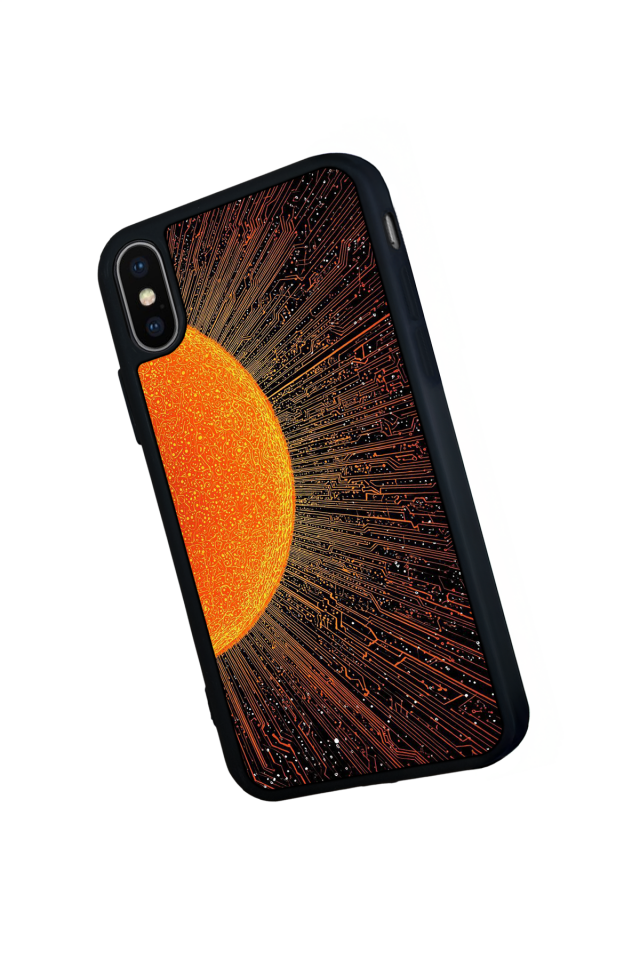 iPhone X/ XS Uyumlu Güneş Tasarımlı Glossy Premium Kılıf