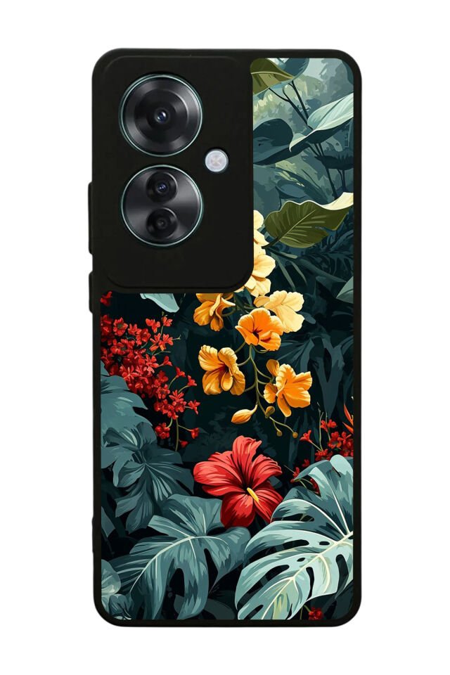 Oppo Reno 11F Uyumlu Botanik Tasarımlı Glossy Premium Kılıf