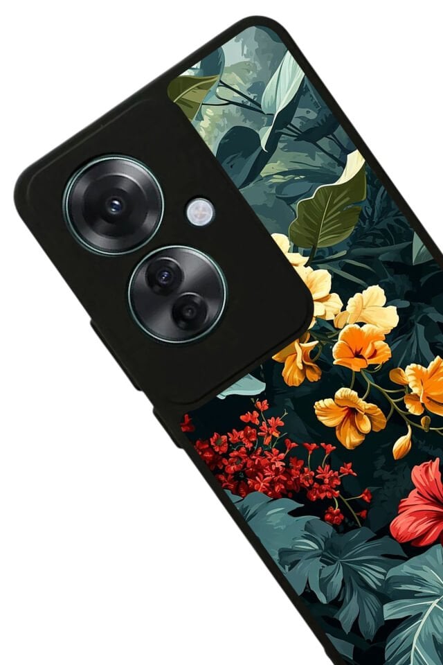 Oppo Reno 11F Uyumlu Botanik Tasarımlı Glossy Premium Kılıf