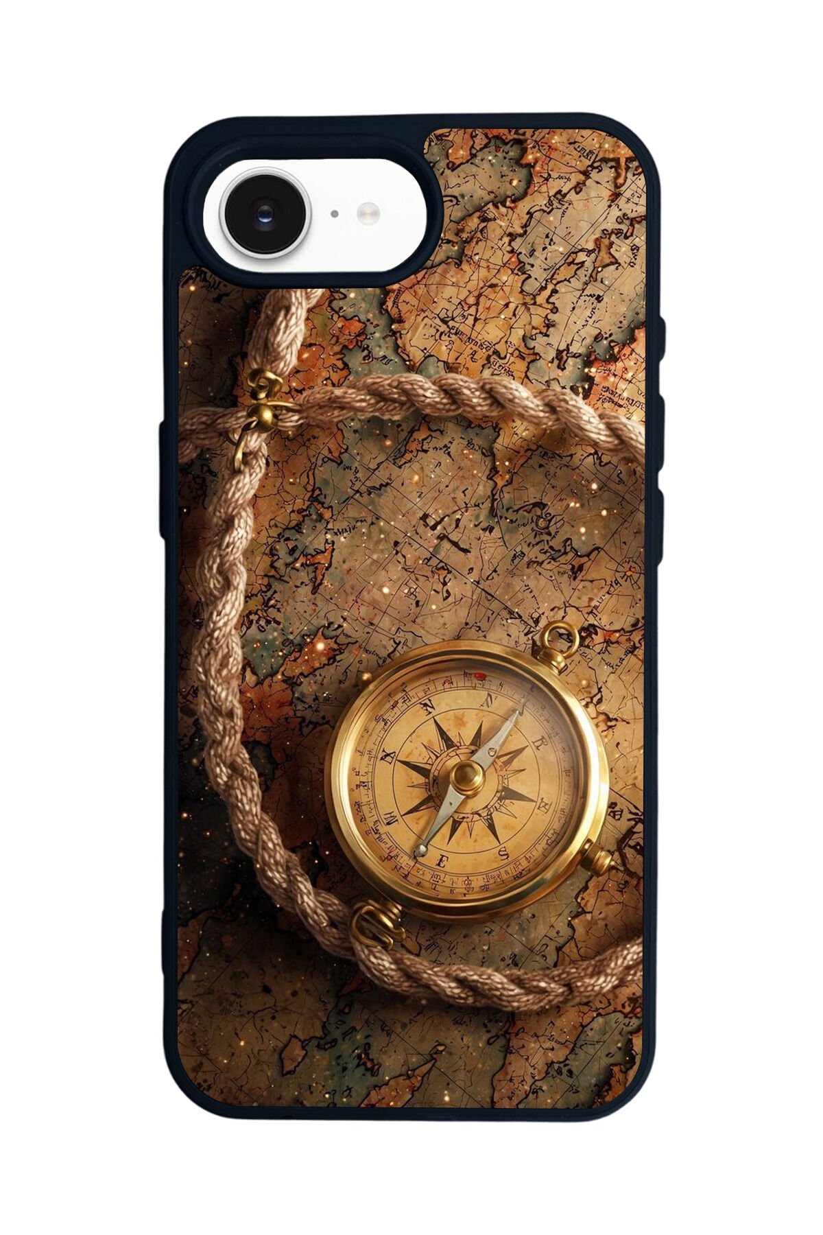 iPhone 16E Uyumlu Pusula Tasarımlı Glossy Premium Kılıf