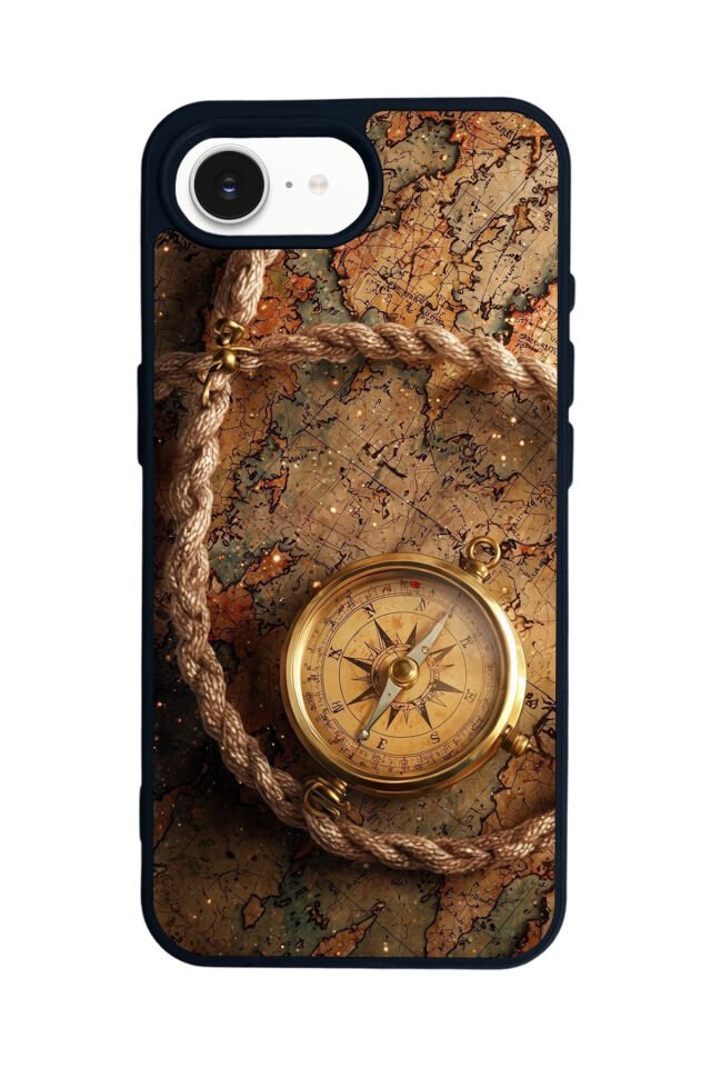 iPhone 16E Uyumlu Pusula Tasarımlı Glossy Premium Kılıf