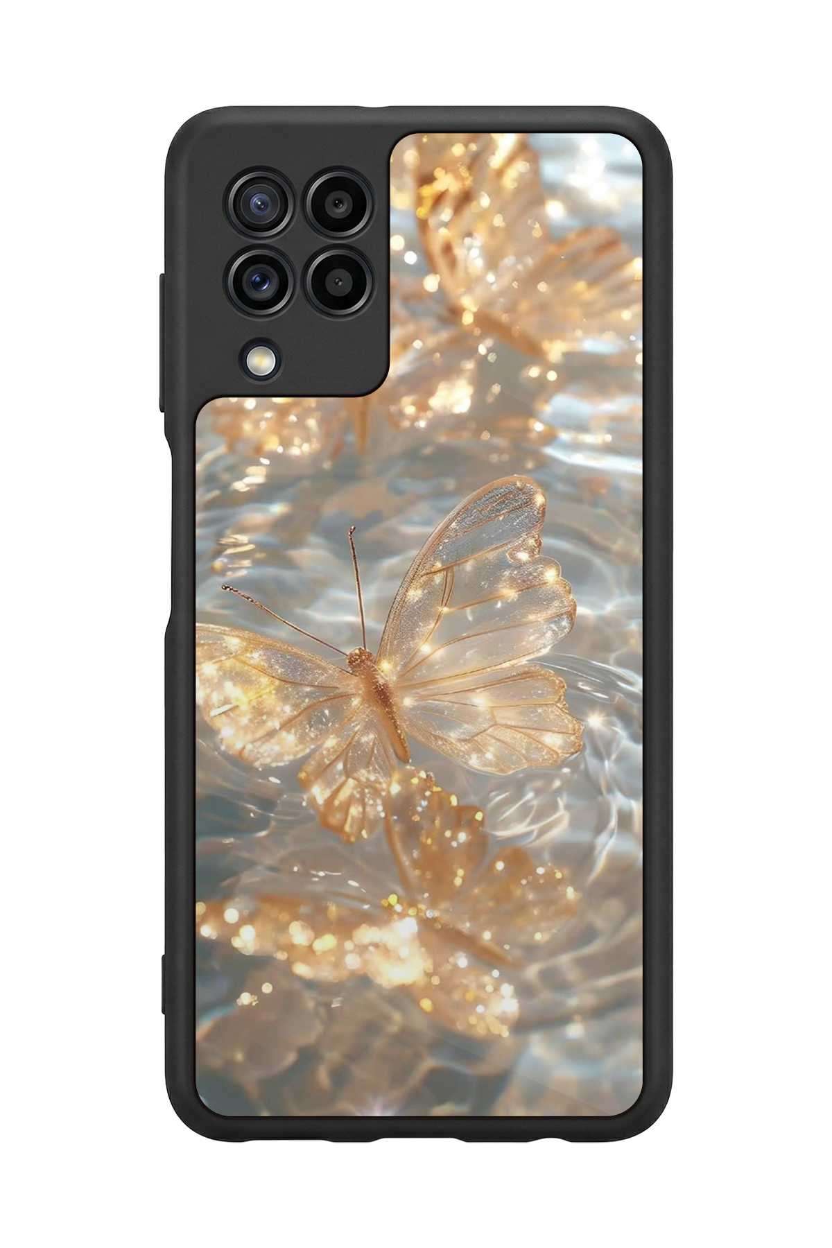 Samsung Galaxy M32 Uyumlu Kelebek Tasarımlı Glossy Premium Kılıf