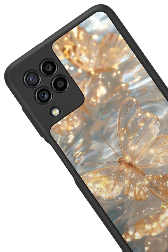 Samsung Galaxy M32 Uyumlu Kelebek Tasarımlı Glossy Premium Kılıf