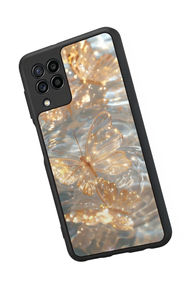 Samsung Galaxy M32 Uyumlu Kelebek Tasarımlı Glossy Premium Kılıf