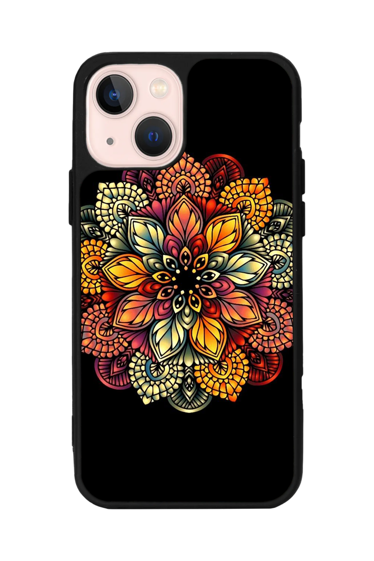 iPhone 13 Mini Uyumlu Mandala Tasarımlı Glossy Premium Kılıf