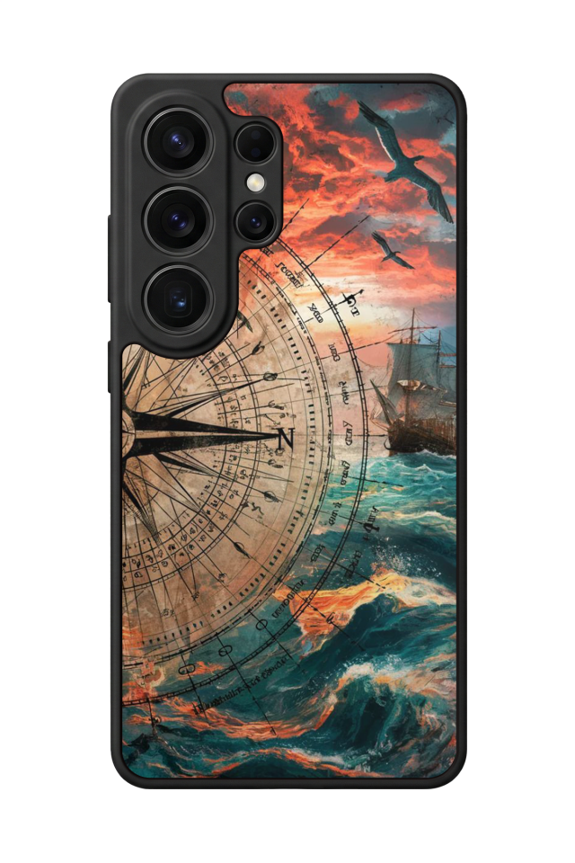 Samsung Galaxy S26 Ultra Uyumlu Pusula Tasarımlı Glossy Premium Kılıf