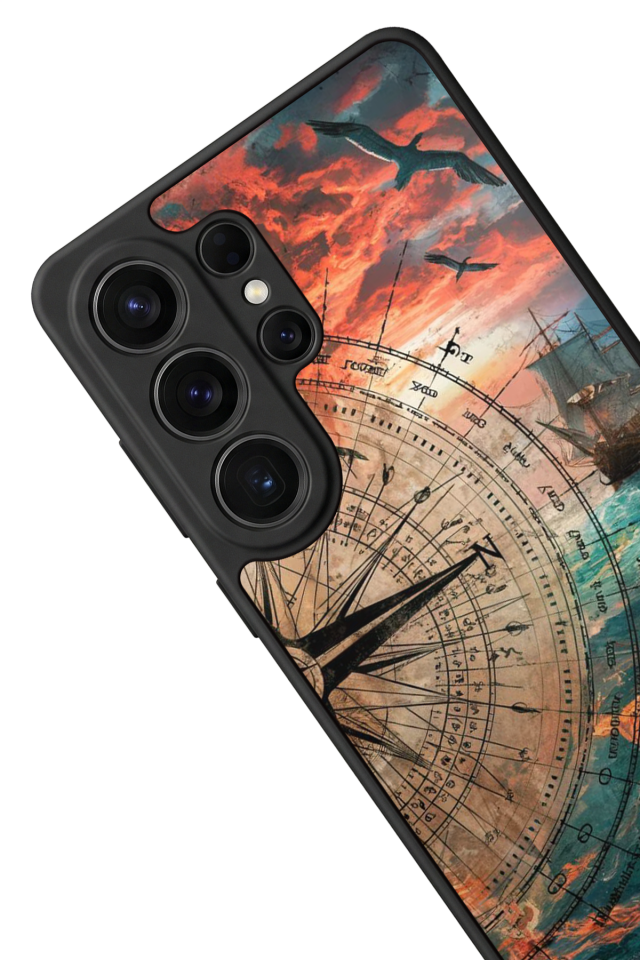 Samsung Galaxy S26 Ultra Uyumlu Pusula Tasarımlı Glossy Premium Kılıf