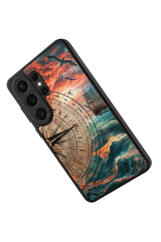 Samsung Galaxy S26 Ultra Uyumlu Pusula Tasarımlı Glossy Premium Kılıf