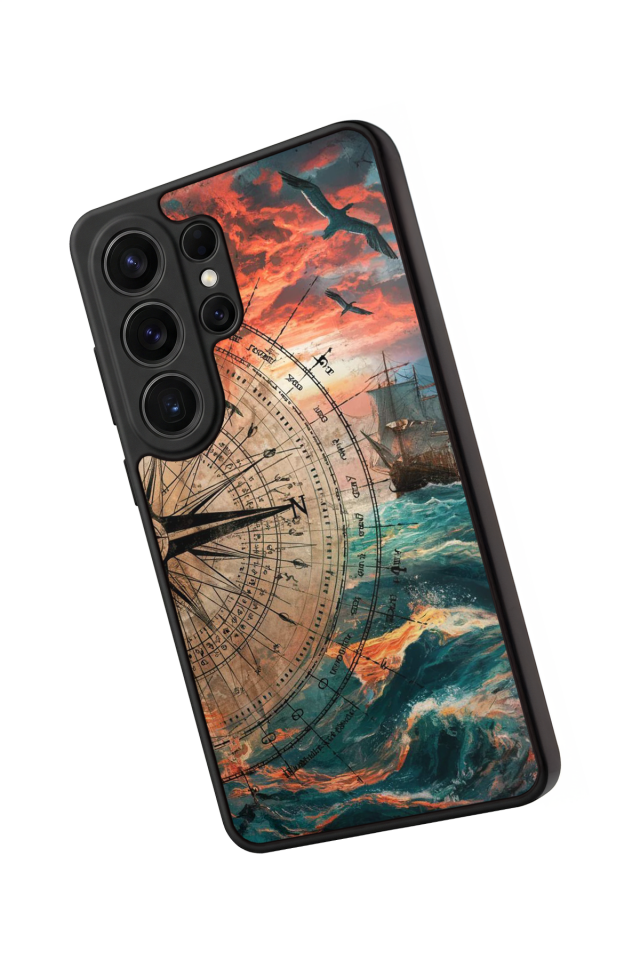 Samsung Galaxy S26 Ultra Uyumlu Pusula Tasarımlı Glossy Premium Kılıf