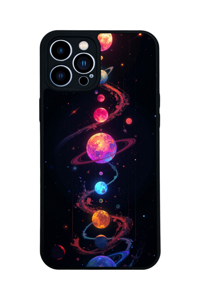 iPhone 13 Pro Max Uyumlu Uzay Tasarımlı Glossy Premium Kılıf