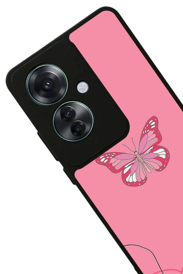 Oppo Reno 11F Uyumlu Kelebek Tasarımlı Glossy Premium Kılıf