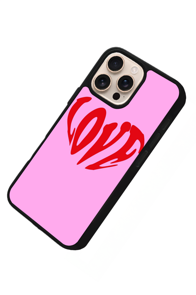 iPhone 14 Pro Max Uyumlu Kalp Love Tasarımlı Glossy Premium Kılıf