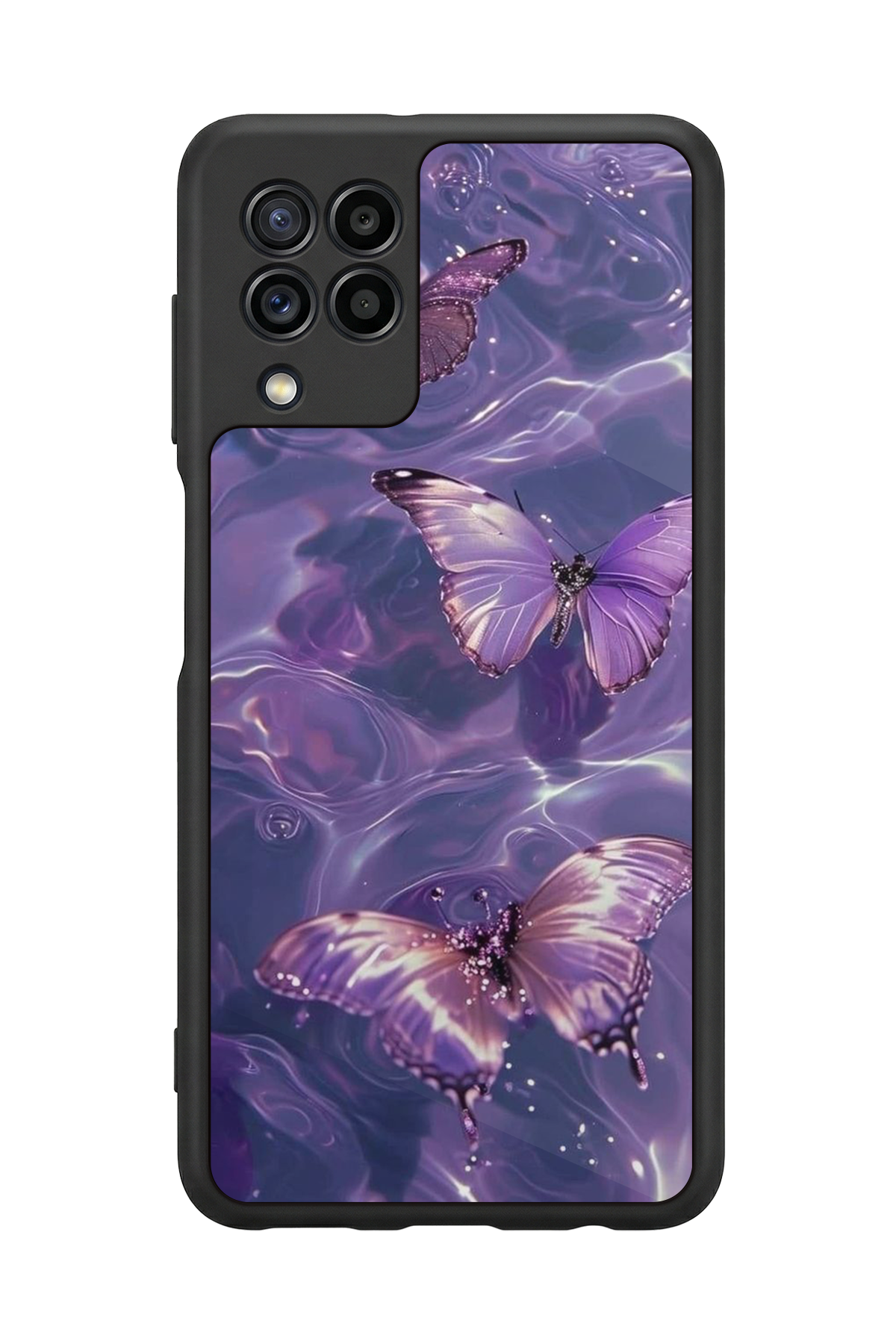 Samsung Galaxy M32 Uyumlu Kelebek Tasarımlı Glossy Premium Kılıf