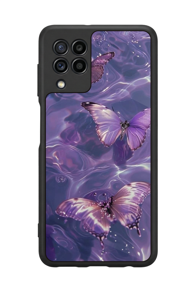 Samsung Galaxy M32 Uyumlu Kelebek Tasarımlı Glossy Premium Kılıf