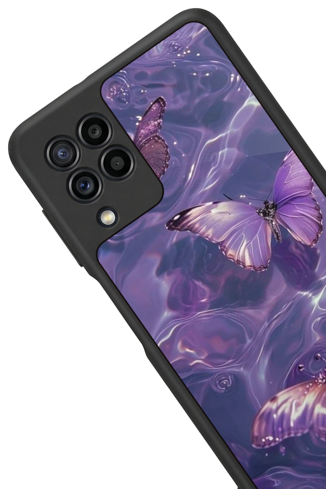 Samsung Galaxy M32 Uyumlu Kelebek Tasarımlı Glossy Premium Kılıf