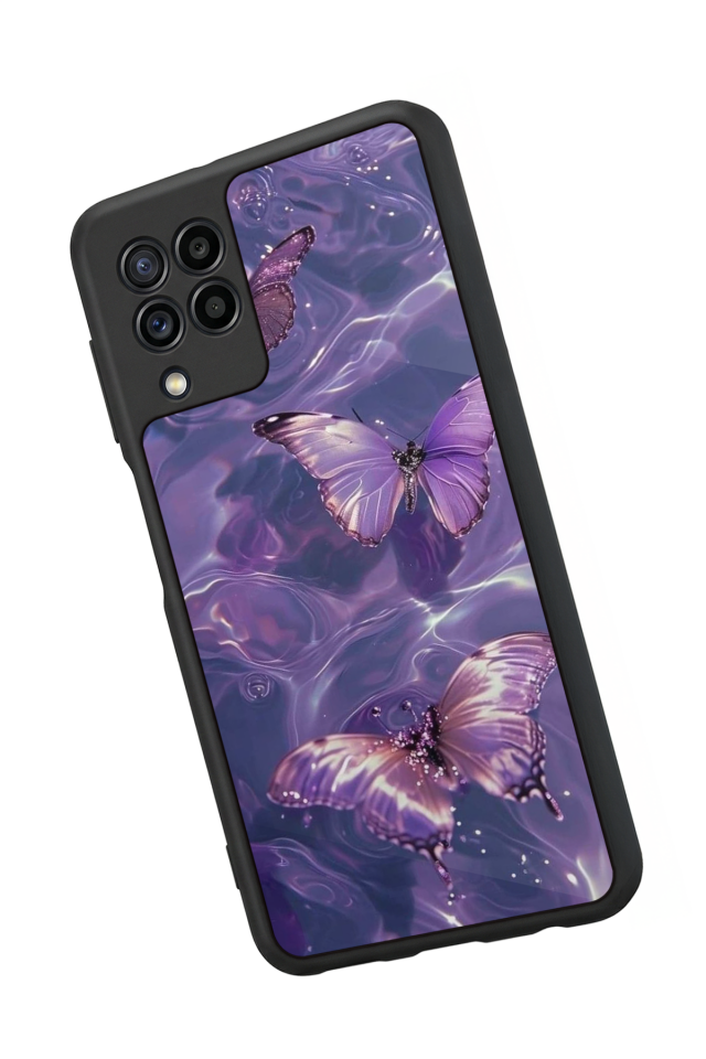 Samsung Galaxy M32 Uyumlu Kelebek Tasarımlı Glossy Premium Kılıf