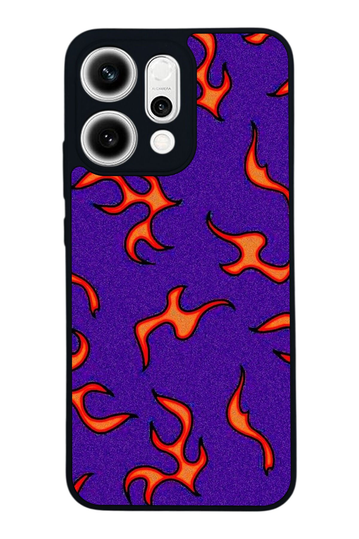 Oppo Reno 14 Uyumlu Retro Flame Patterns Tasarımlı Glossy Premium Kılıf
