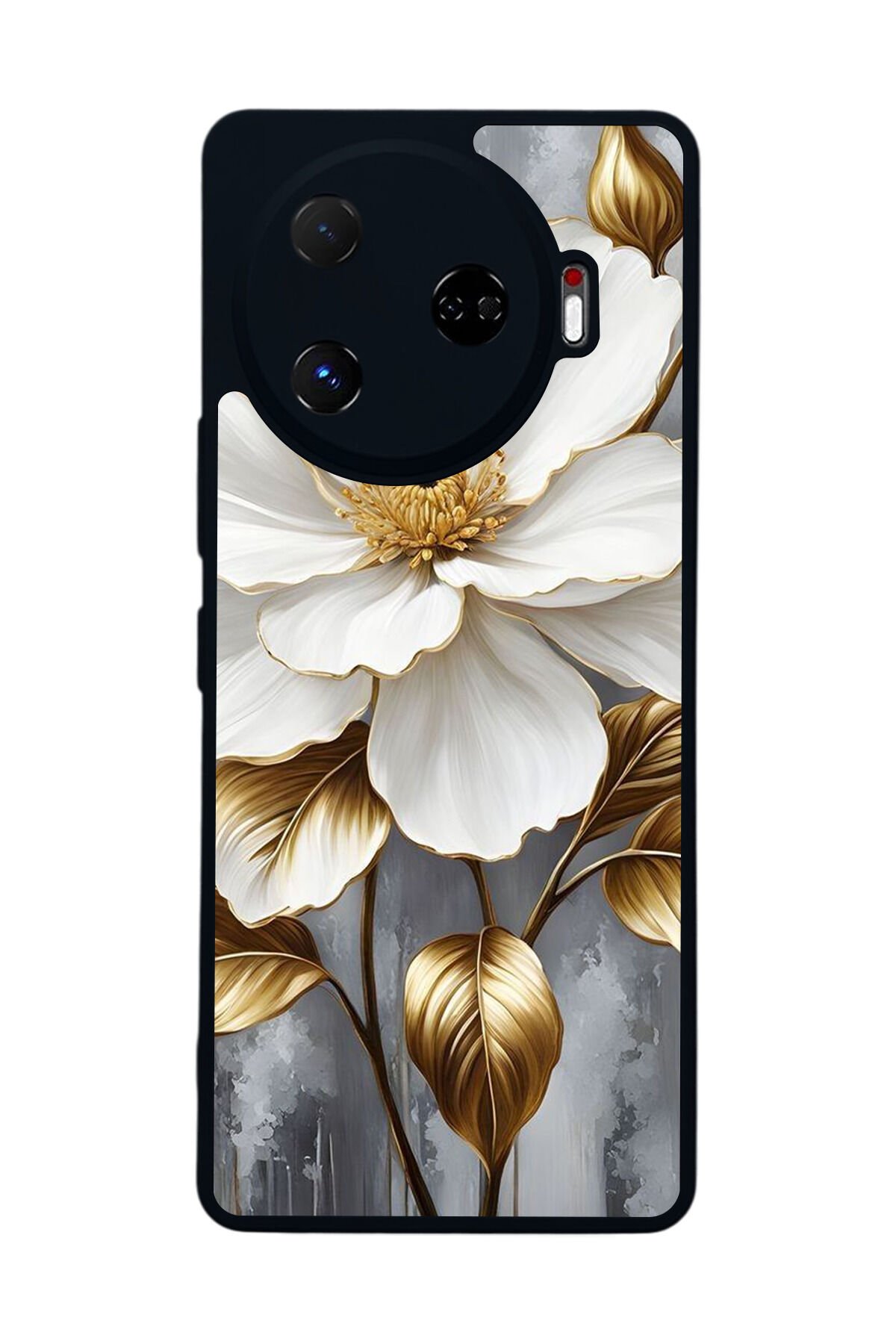 Tecno Camon 30 Pro Uyumlu Yaldizli Cicek Tasarımlı Glossy Premium Kılıf