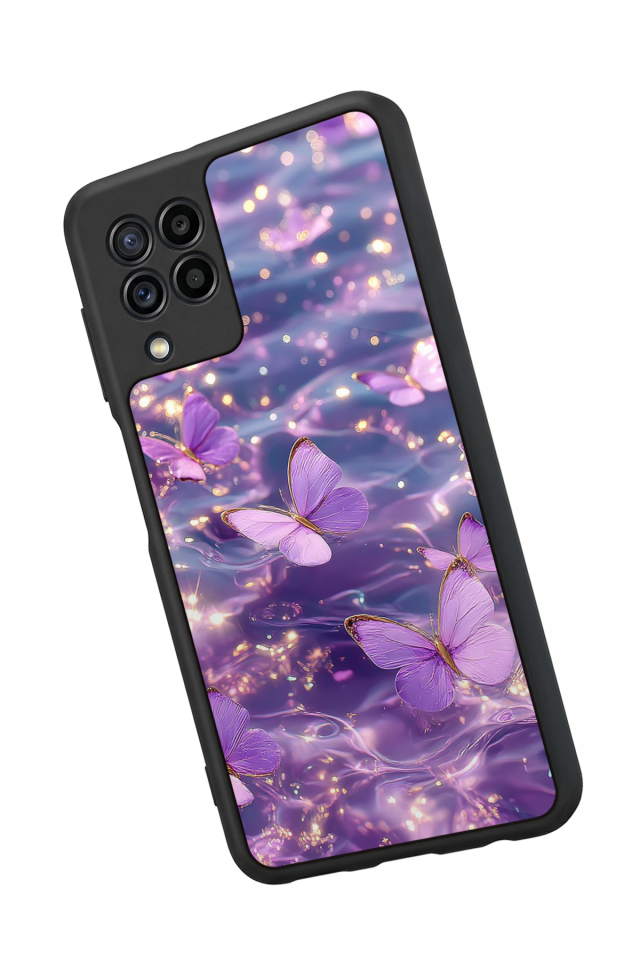 Samsung Galaxy M32 Uyumlu Kelebek Tasarımlı Glossy Premium Kılıf