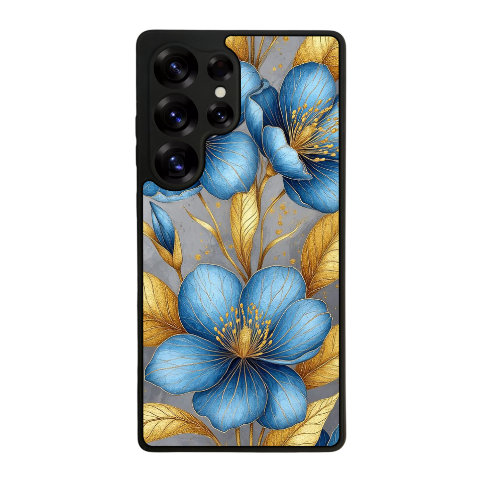 Samsung Galaxy S25 Ultra Uyumlu Yaldizli Cicek Tasarımlı Glossy Premium Kılıf