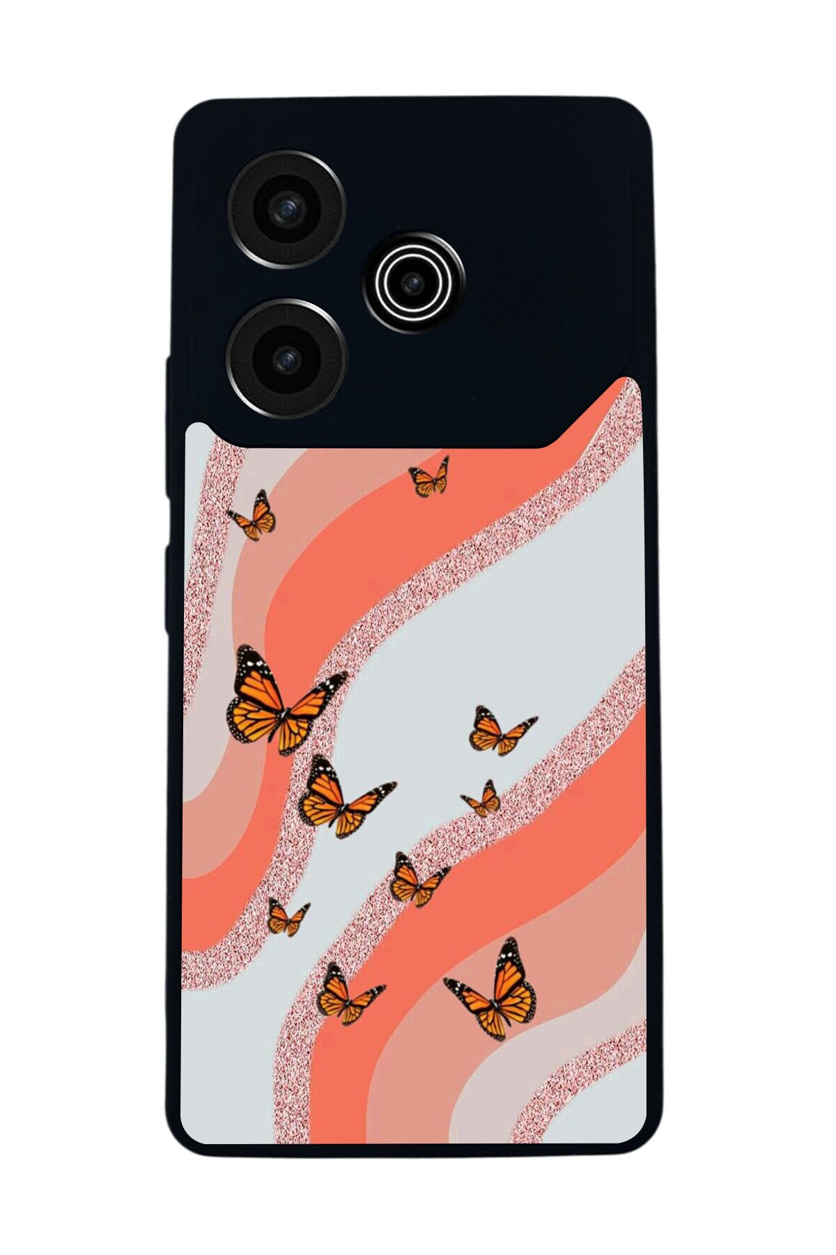 Tecno Pova 6 Uyumlu Kelebek Tasarımlı Glossy Premium Kılıf