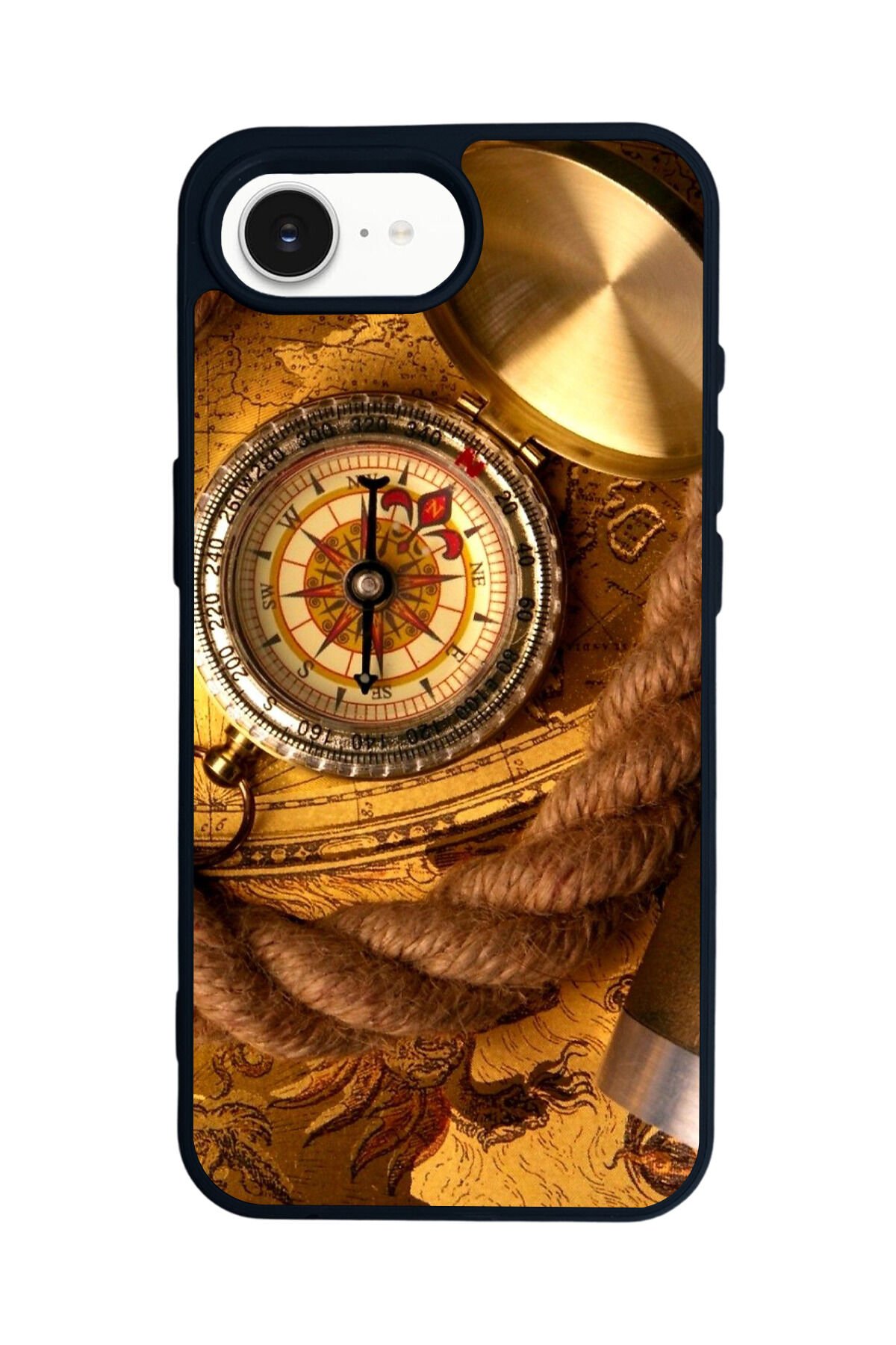 iPhone 16E Uyumlu Pusula Tasarımlı Glossy Premium Kılıf