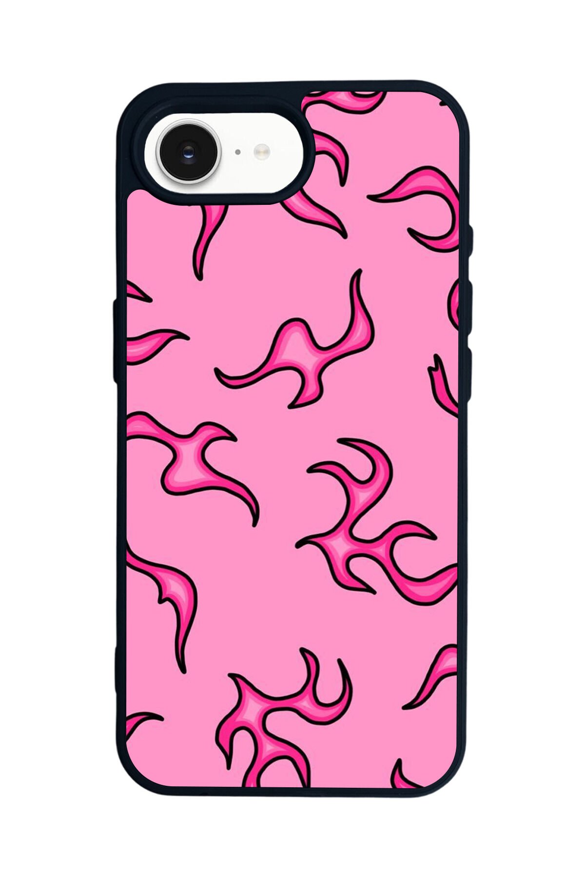 iPhone 16E Uyumlu Retro Flame Patterns Tasarımlı Glossy Premium Kılıf