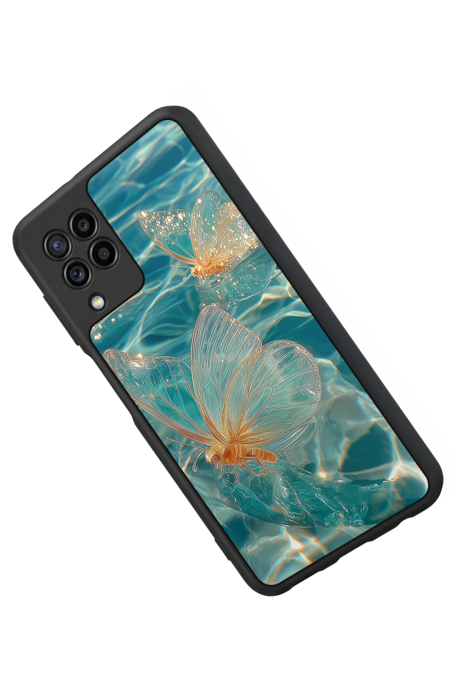 Samsung Galaxy M32 Uyumlu Kelebek Tasarımlı Glossy Premium Kılıf