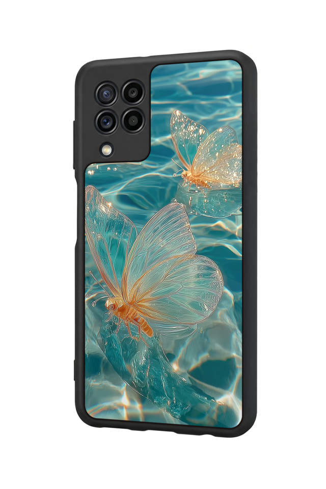 Samsung Galaxy M32 Uyumlu Kelebek Tasarımlı Glossy Premium Kılıf