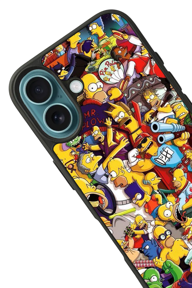 iPhone 16 Uyumlu The Simpsons Tasarımlı Glossy Premium Kılıf