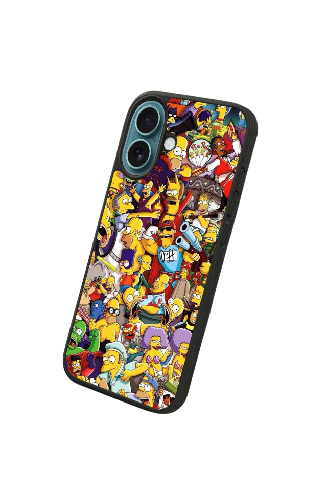 iPhone 16 Uyumlu The Simpsons Tasarımlı Glossy Premium Kılıf