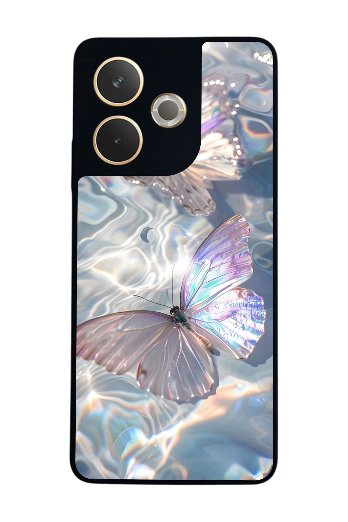 Oppo A5 Pro Uyumlu Kelebek Tasarımlı Glossy Premium Kılıf