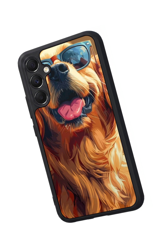 Samsung Galaxy M34 Uyumlu Golden Kopek Tasarımlı Glossy Premium Kılıf