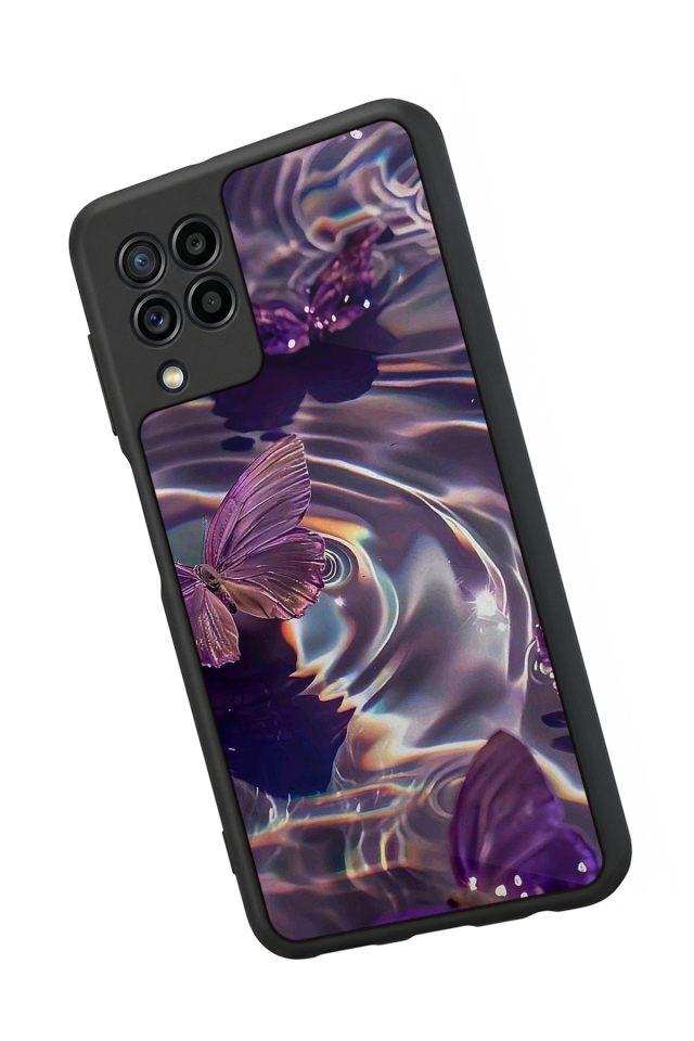 Samsung Galaxy M32 Uyumlu Kelebek Tasarımlı Glossy Premium Kılıf