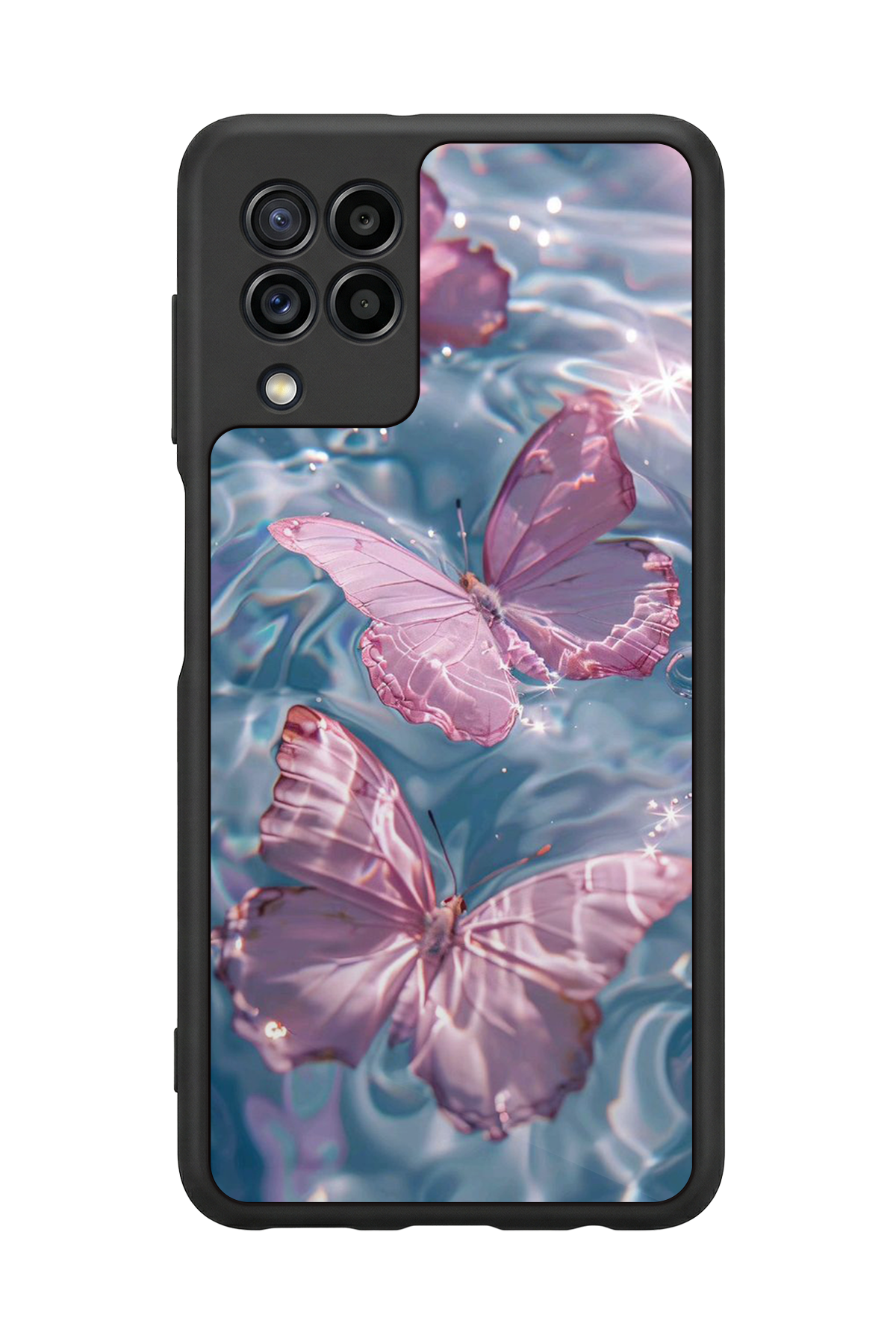 Samsung Galaxy M32 Uyumlu Kelebek Tasarımlı Glossy Premium Kılıf
