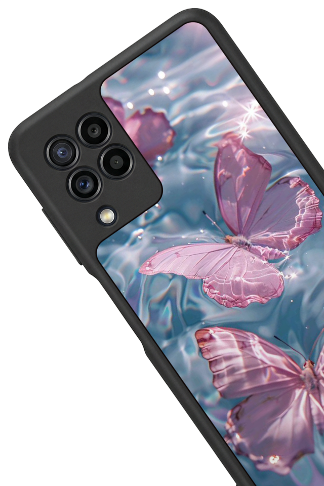 Samsung Galaxy M32 Uyumlu Kelebek Tasarımlı Glossy Premium Kılıf