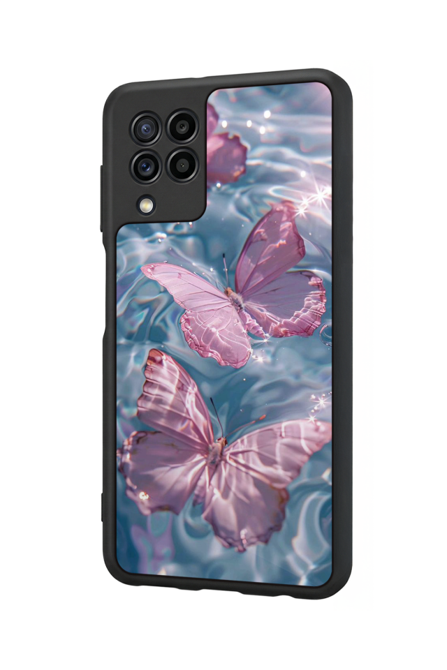 Samsung Galaxy M32 Uyumlu Kelebek Tasarımlı Glossy Premium Kılıf