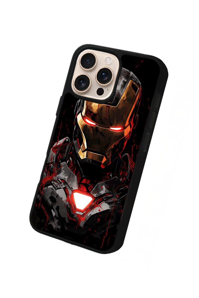 iPhone 16 Pro Max Uyumlu  Iron Man ( Demir Adam ) Tasarımlı Glossy Premium Kılıf