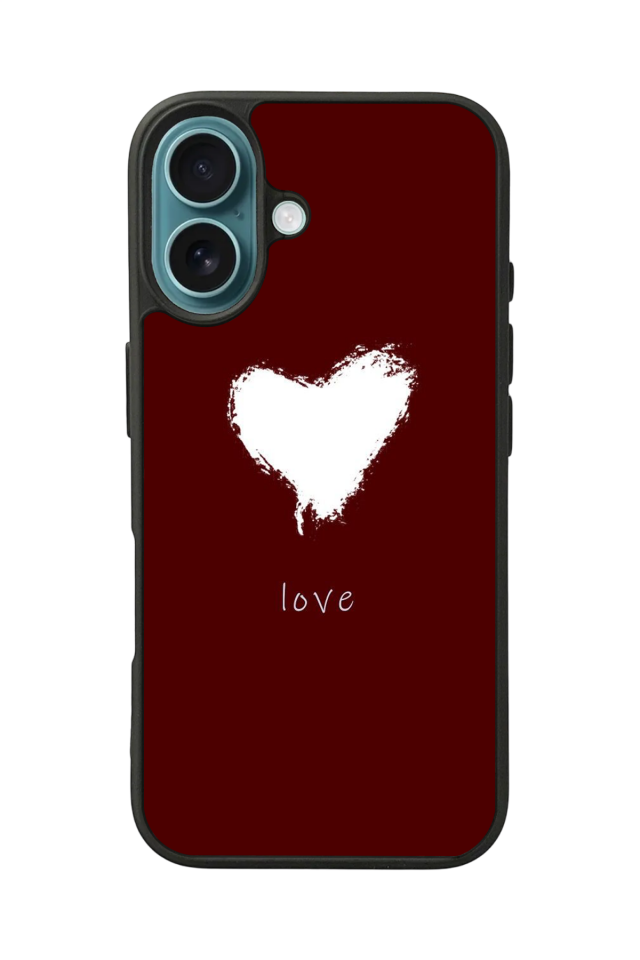 iPhone 16 Plus Uyumlu Kalp Love Tasarımlı Glossy Premium Kılıf