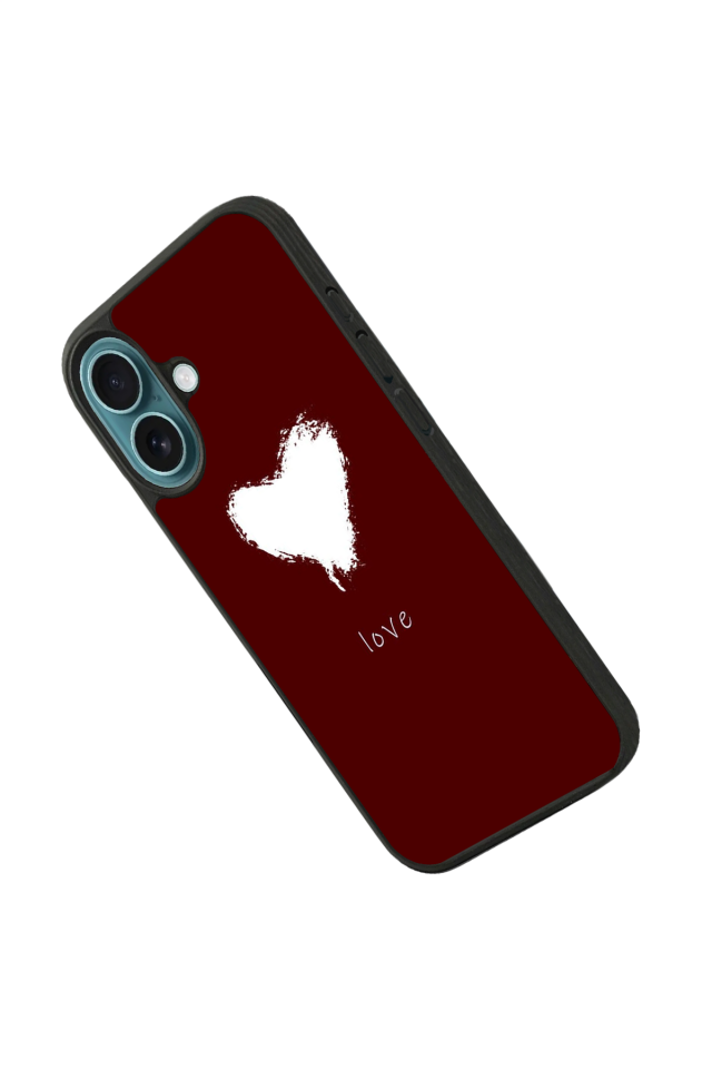 iPhone 16 Plus Uyumlu Kalp Love Tasarımlı Glossy Premium Kılıf