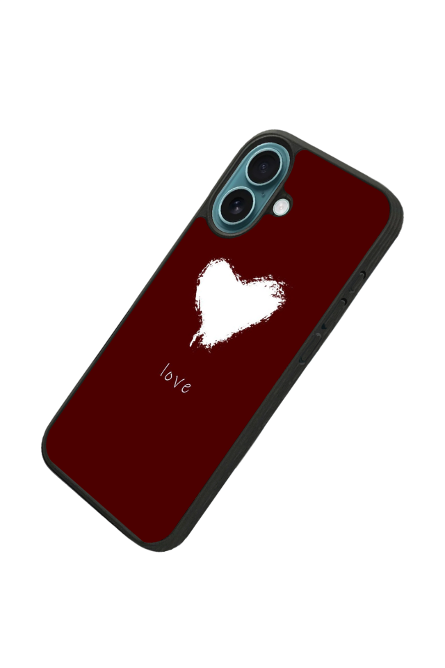 iPhone 16 Plus Uyumlu Kalp Love Tasarımlı Glossy Premium Kılıf
