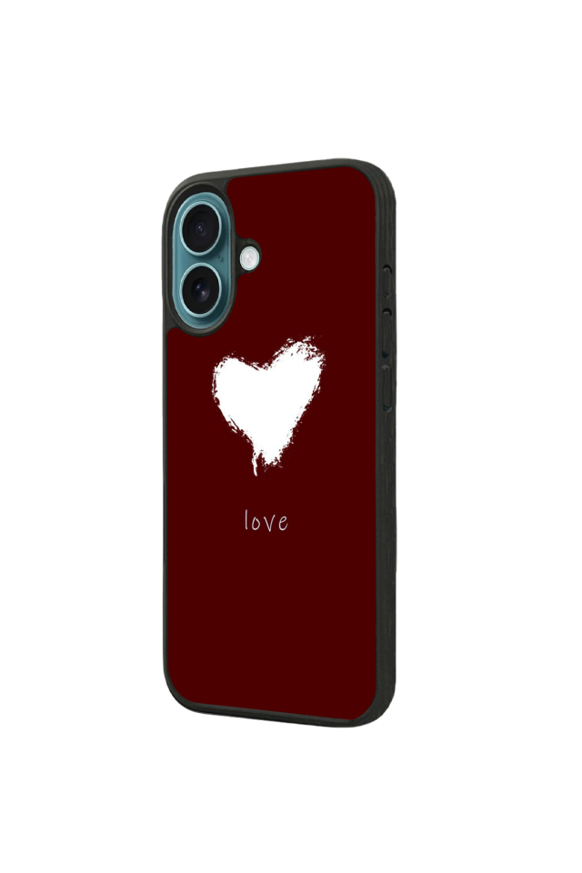 iPhone 16 Plus Uyumlu Kalp Love Tasarımlı Glossy Premium Kılıf