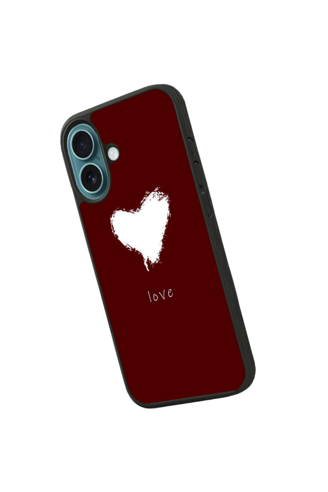 iPhone 16 Plus Uyumlu Kalp Love Tasarımlı Glossy Premium Kılıf