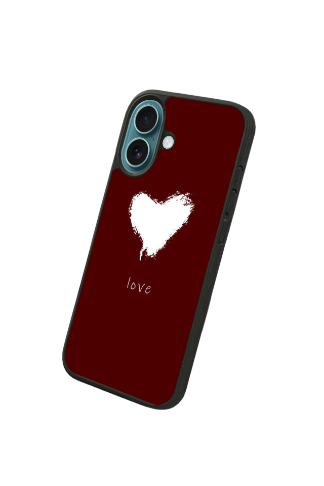 iPhone 16 Plus Uyumlu Kalp Love Tasarımlı Glossy Premium Kılıf